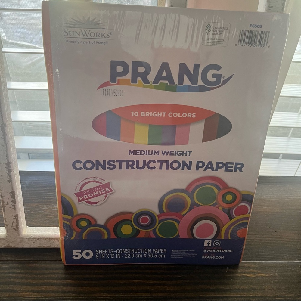 New 5 packs of medium-weight construction paper10 bright colors 50 sheets 9x12in